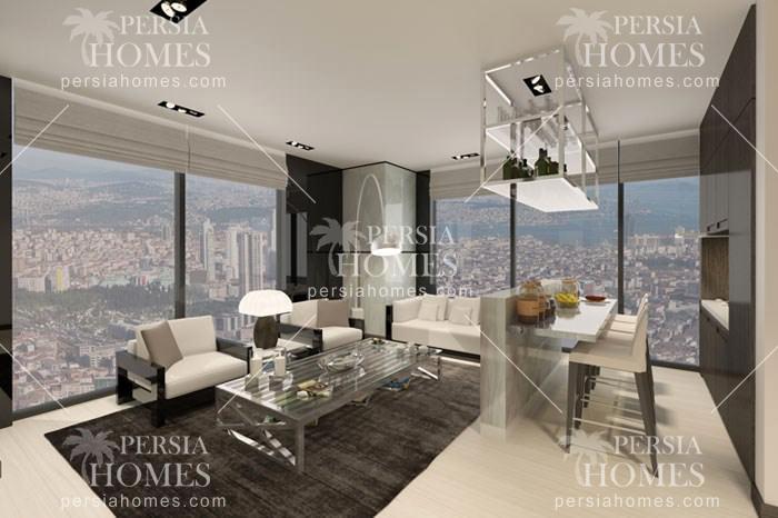 خرید آپارتمان با متریال درجه یک شیشلی استانبول سالن