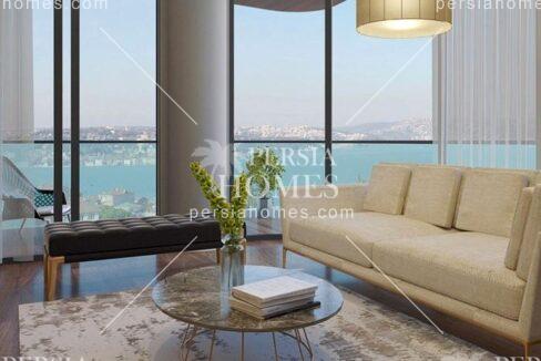 خرید آپارتمان از مجموعه ای با امکانات خاص و چشم انداز دریا در بیکوز استانبول چشم انداز سالن