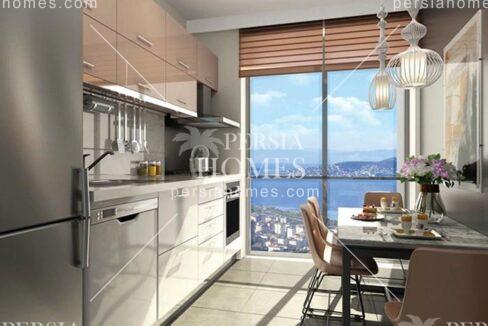 خرید آپارتمان با تسهیلات کامل و چشم انداز دریا در مال تپه استانبول آشپزخانه