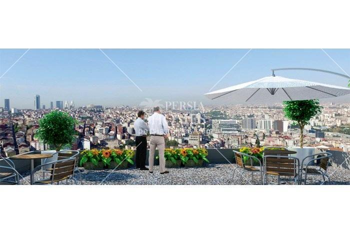 خرید آپارتمان های فروشی با تراس دید پانوراما با منظره شهر در کاییت هانه استانبول دید پانوراما