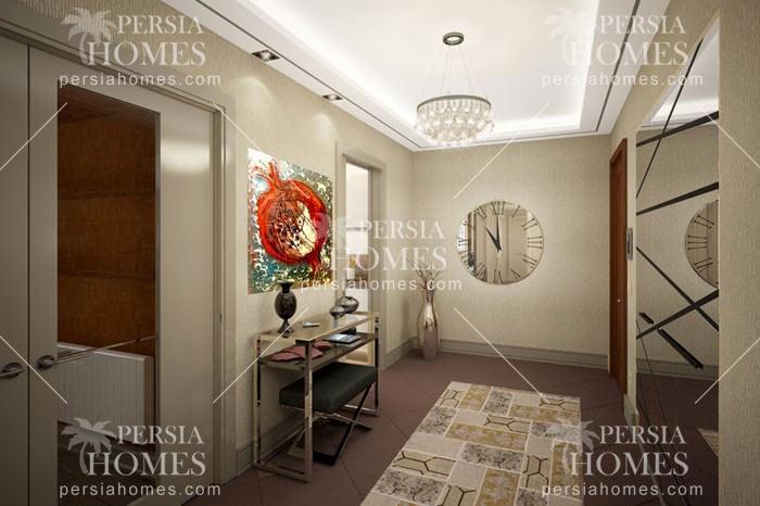 خرید آپارتمان با امتیاز تنوع طراحی پلان های مختلف در بیلیک دوزو استانبول راهرو